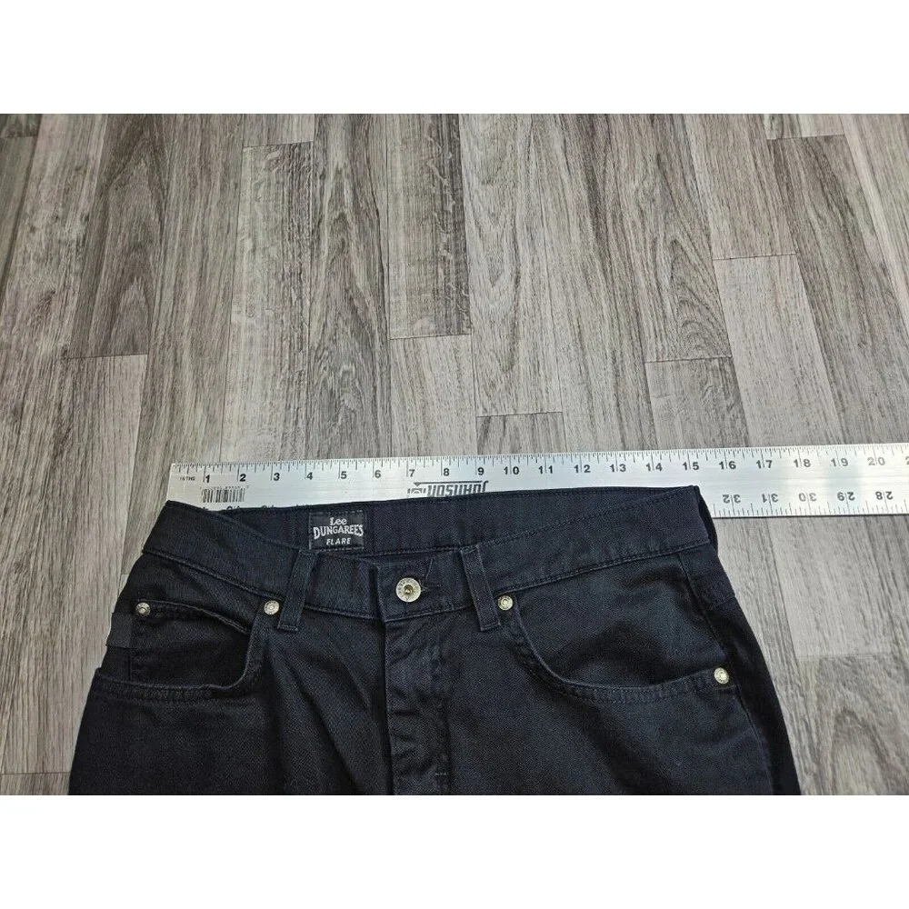(3/$35) Lee Dungarees Juniors Size 7 Flare Pockets Black Denim Jeans - Picture 7 of 11